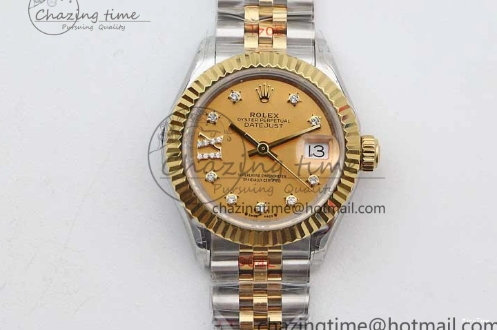 MiroTime 0420 Minimalist Datejust 28mm 279179 SS YG TWF Best Edition Gold Diamonds Markers Dial on SS YG Jubilee Bracelet NH 2141